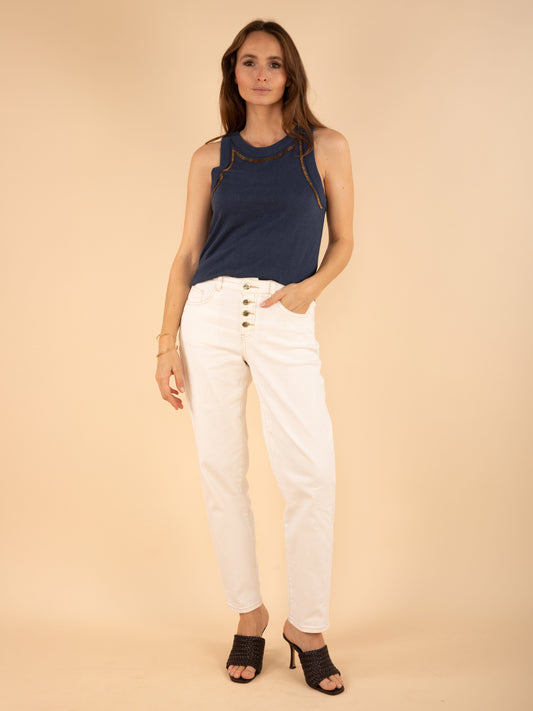 Tanktop mit Perlen in Tinte