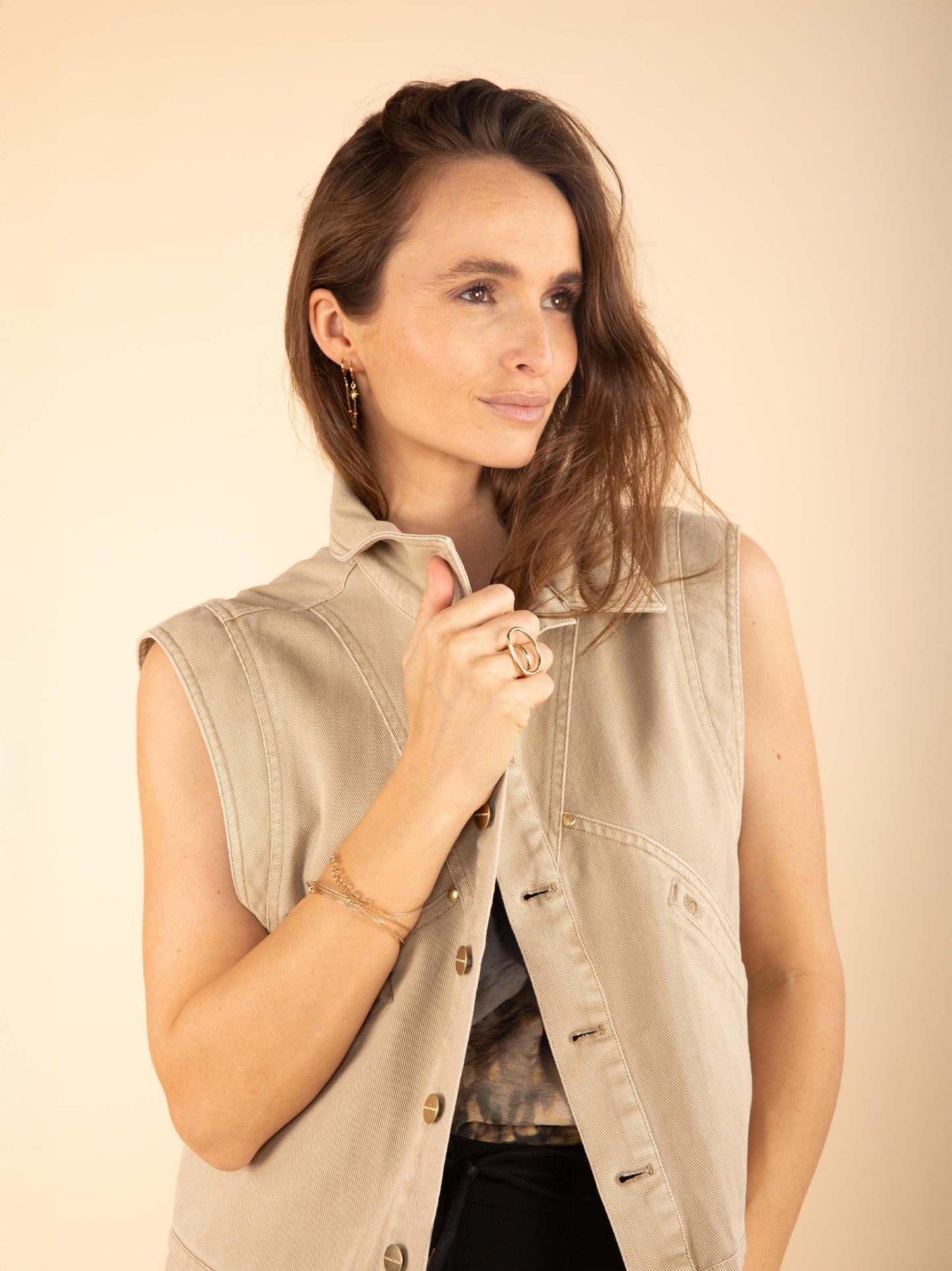 Ärmellose Jacke aus Canvas