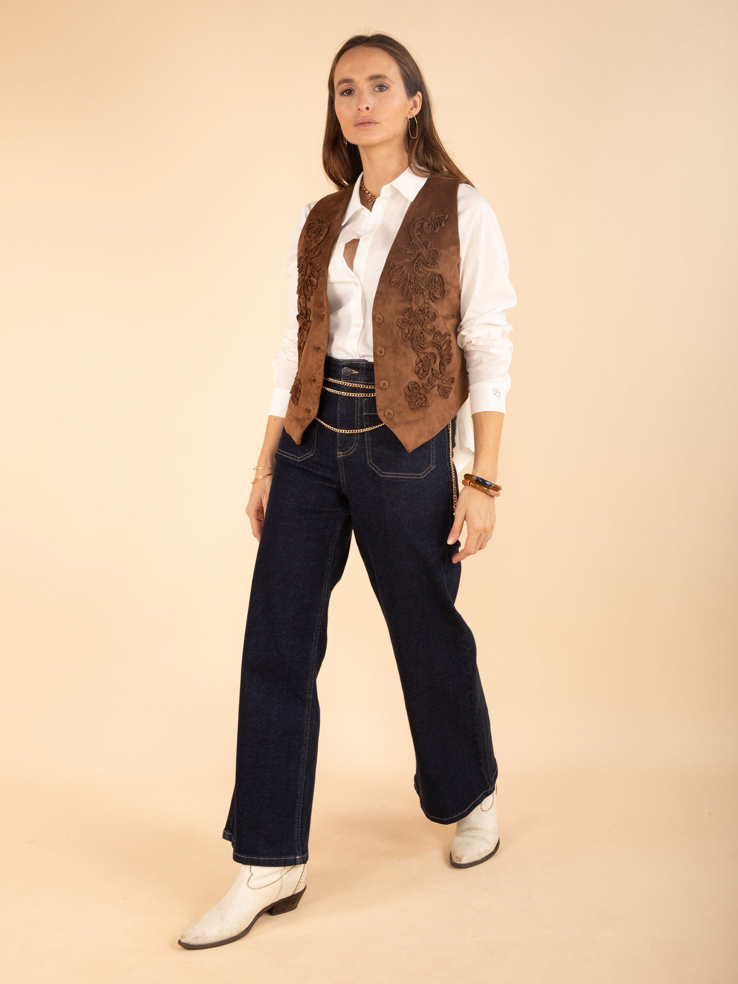 Bestickte Weste aus Wildlederimitat