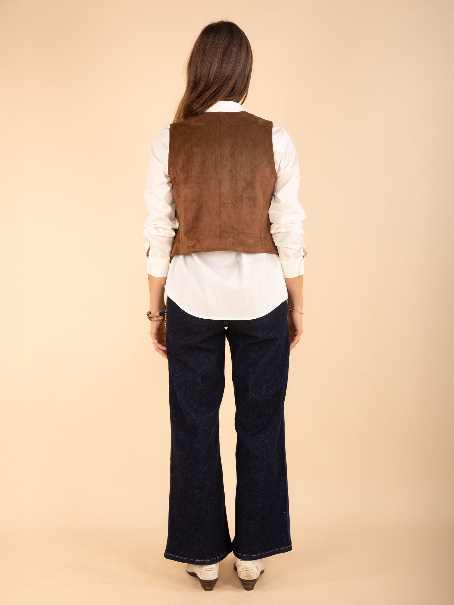 Bestickte Weste aus Wildlederimitat