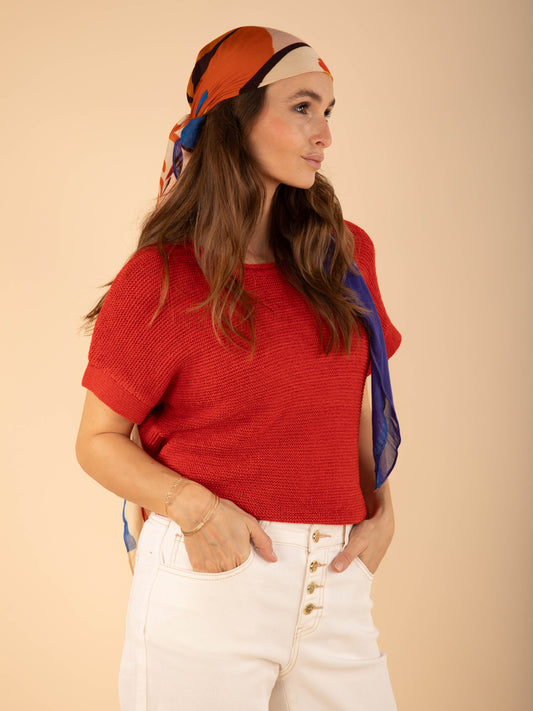 Kurzärmeliger Pullover in Orange