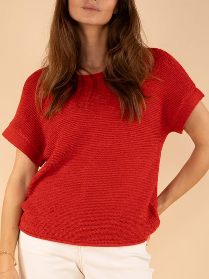 Kurzärmeliger Pullover in Orange