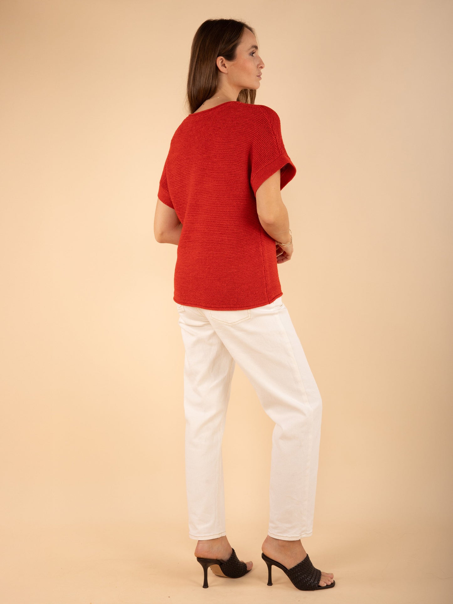 Kurzärmeliger Pullover in Orange