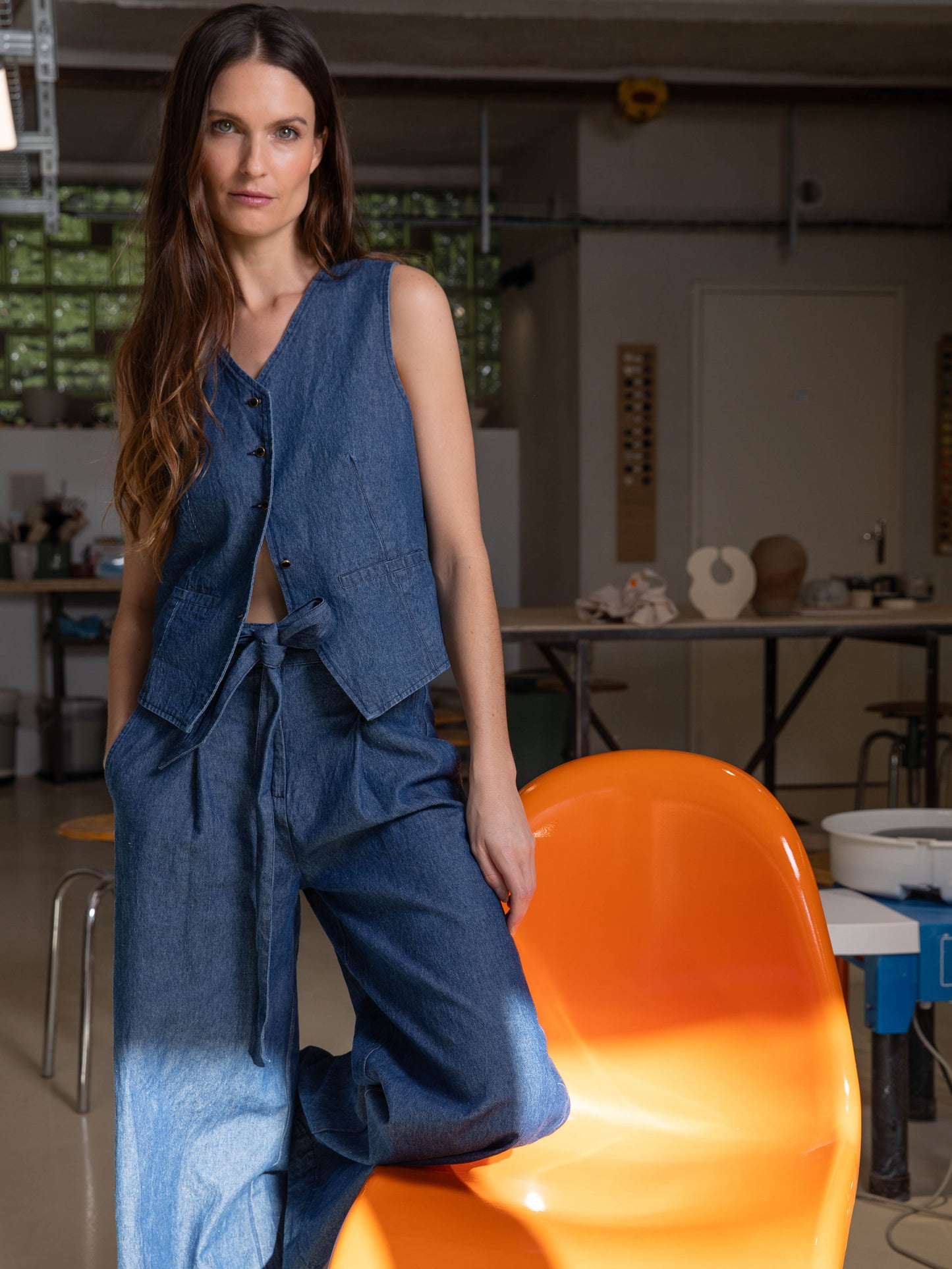 Weite, fließende Jeans