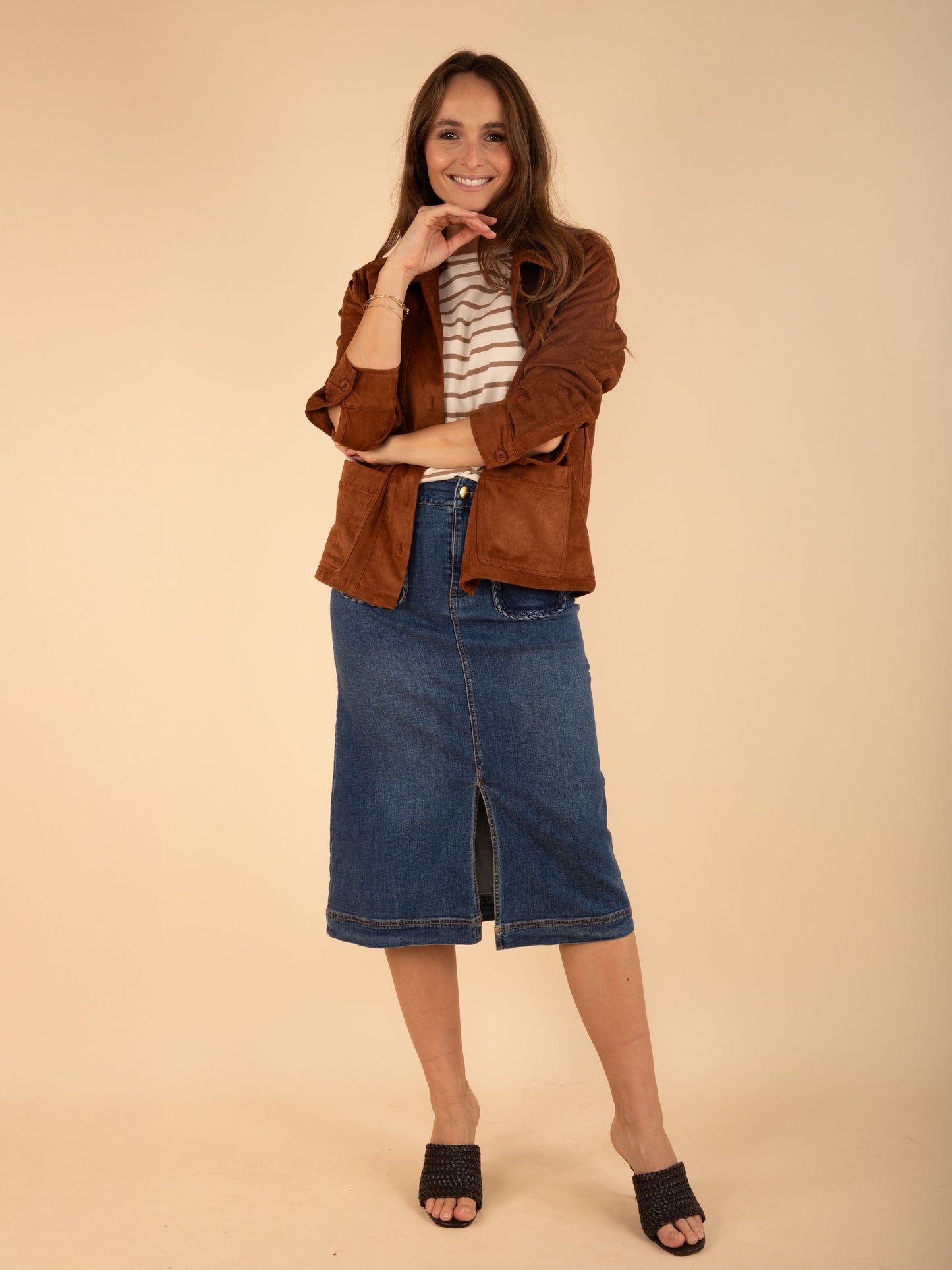 Midi-Jeansrock
