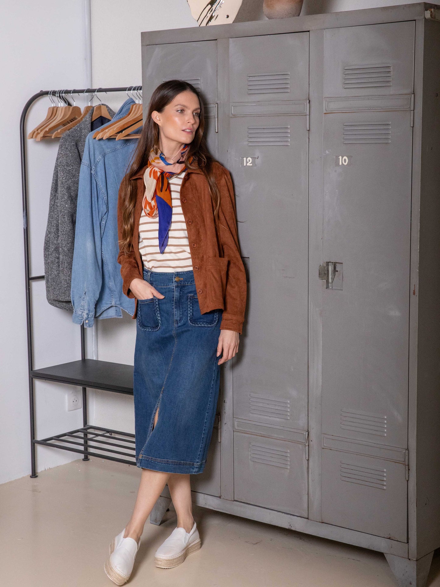 Midi-Jeansrock