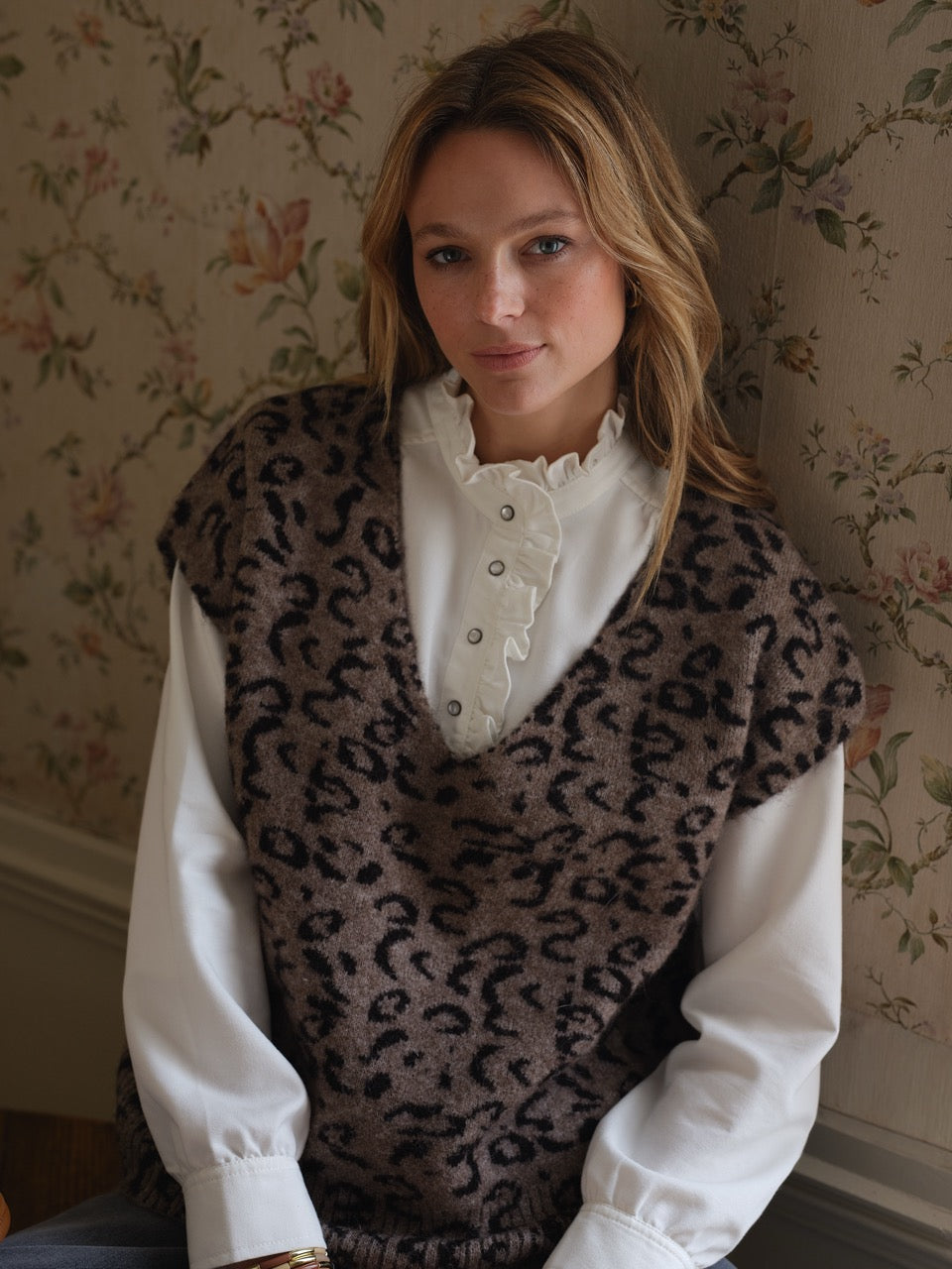 Ärmelloser Pulli PALOMA in Leopard