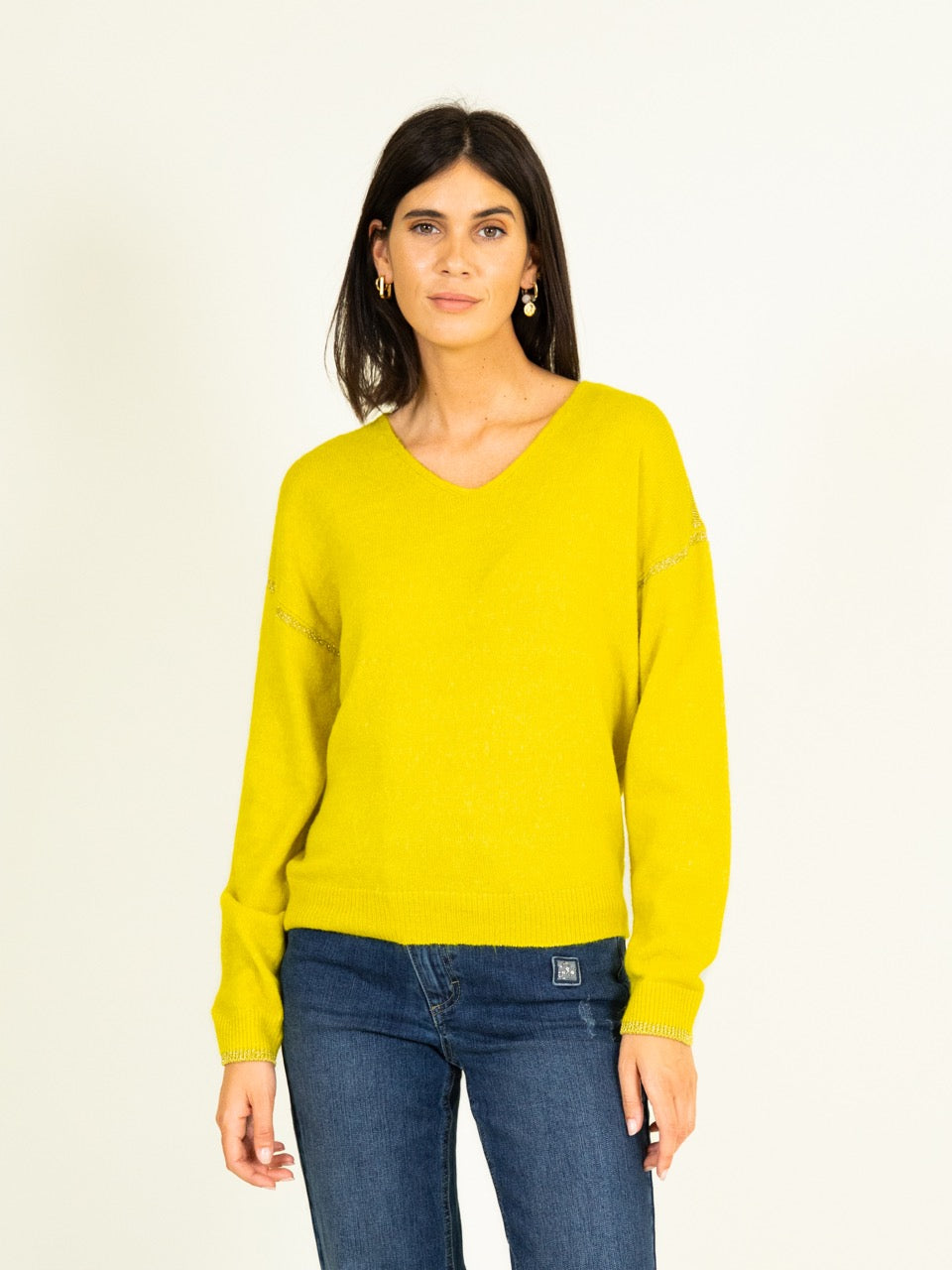 Reverso Pullover mit Lurex-Besatz