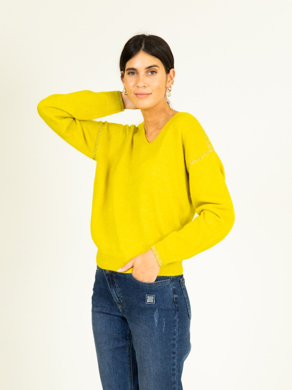 Reverso Pullover mit Lurex-Besatz