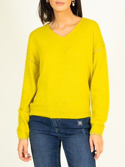 Reverso Pullover mit Lurex-Besatz