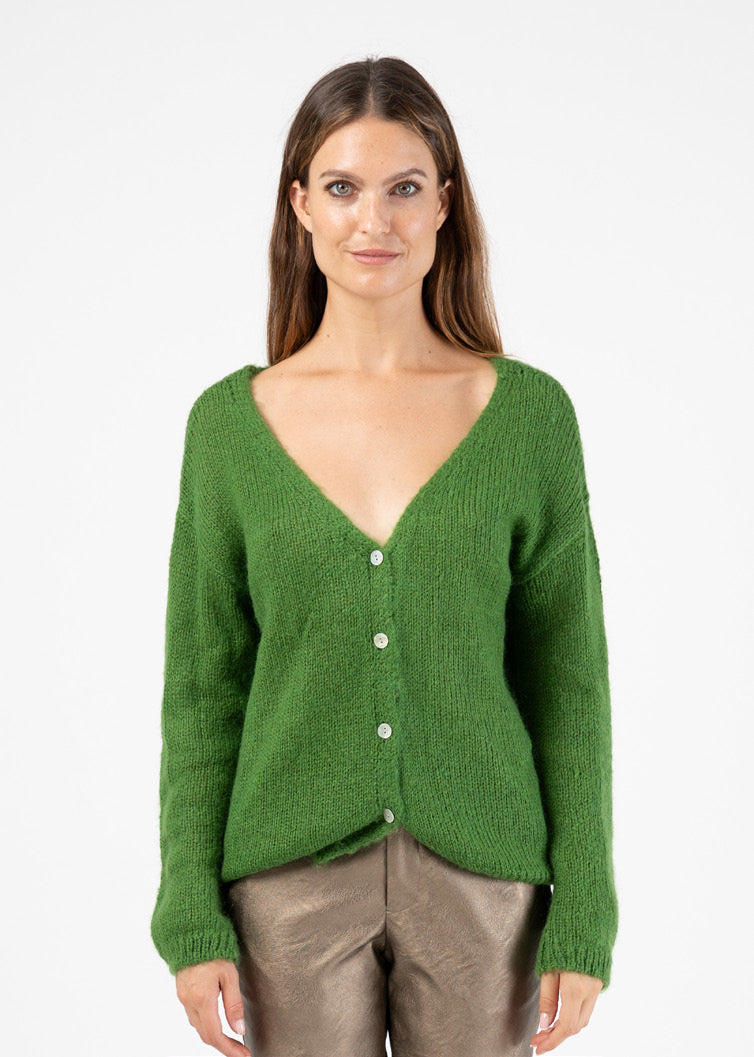 Strickjacke mit Knöpfen in Grasgrün