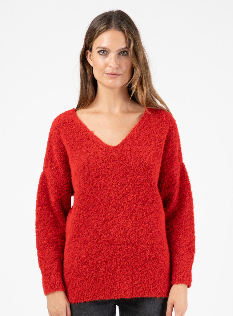 Reverso Bouclé-Pullover in Rot