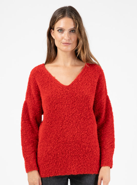 Reverso Bouclé-Pullover in Rot