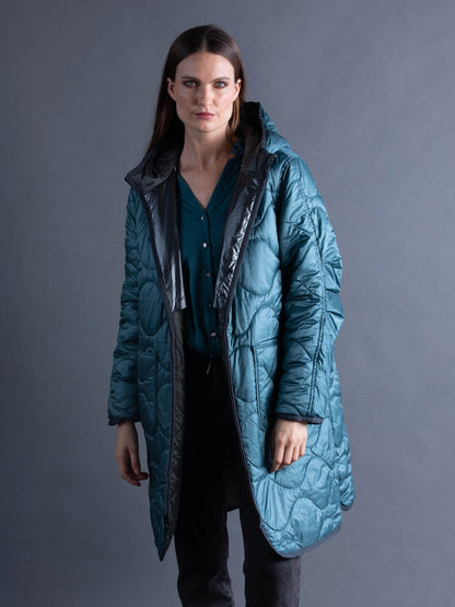 Lange Wende-Daunenjacke