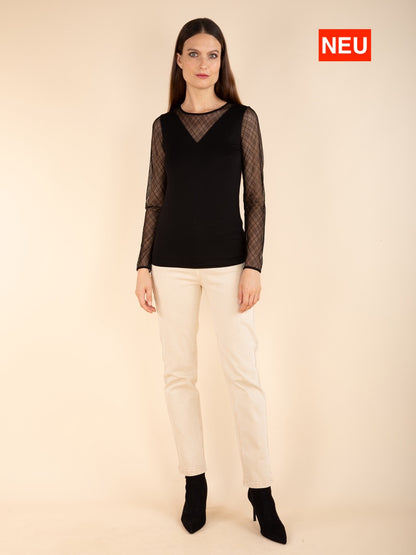 Top mit Spitzenärmeln