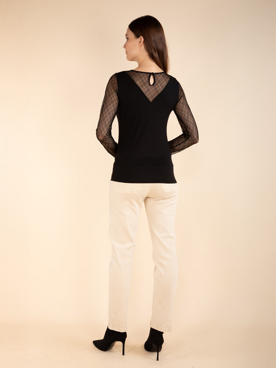 Top mit Spitzenärmeln