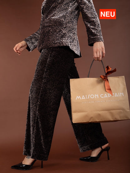 Gerade Hose aus bedrucktem Samt