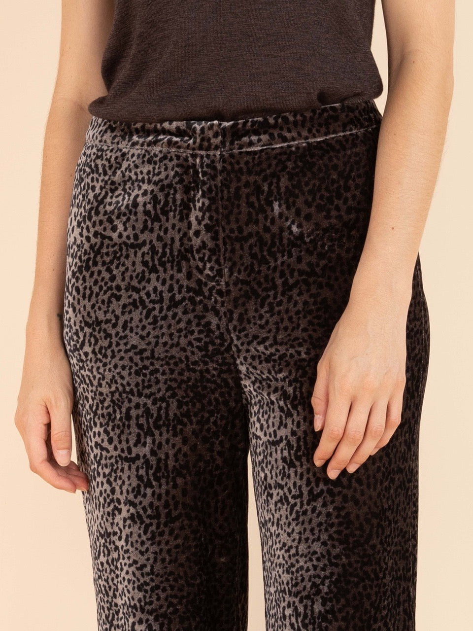 Gerade Hose aus bedrucktem Samt