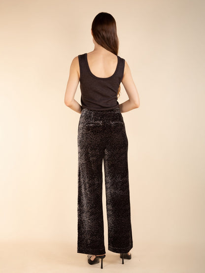 Gerade Hose aus bedrucktem Samt