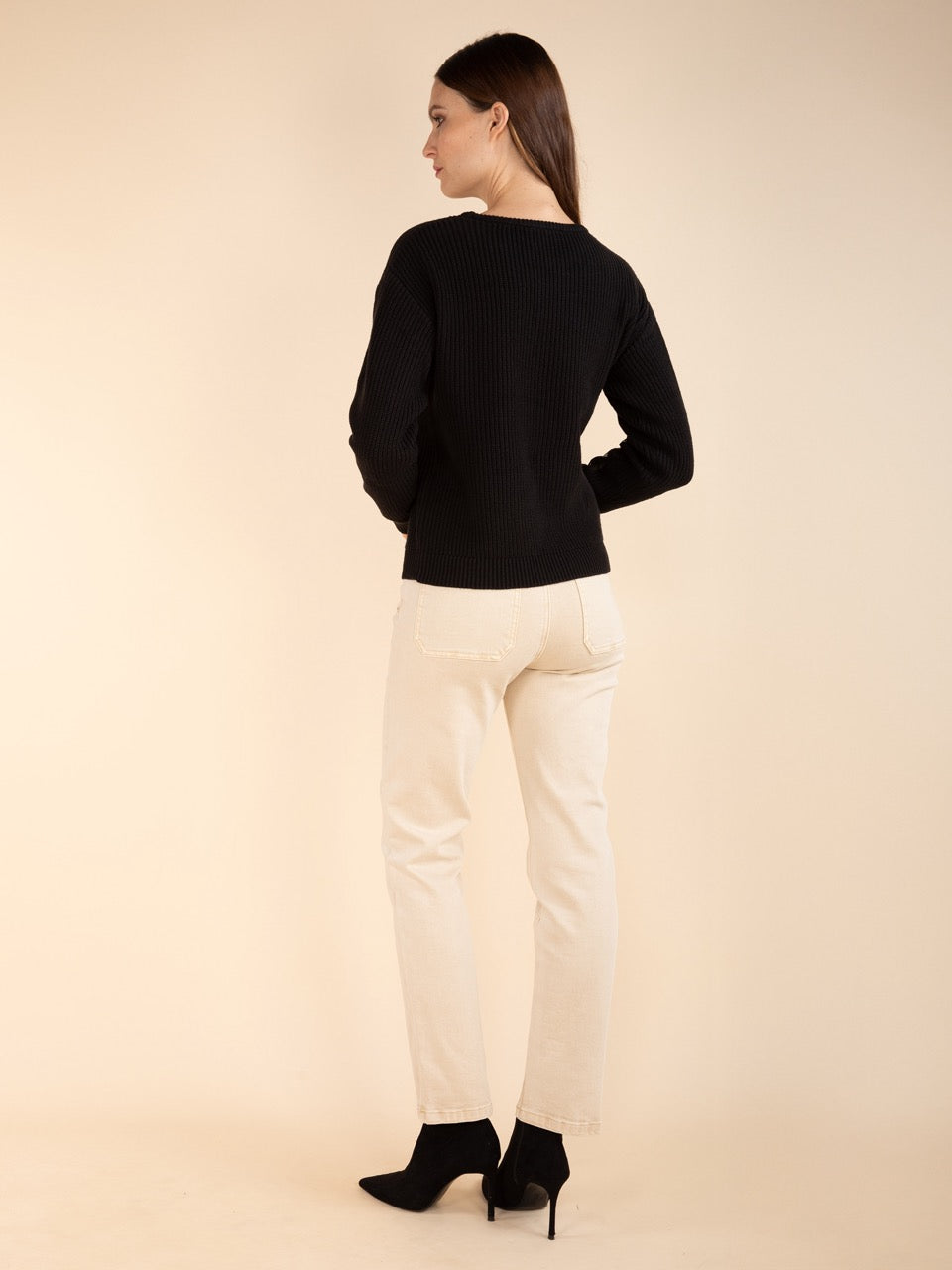 Spitzenpullover mit Rippstrick