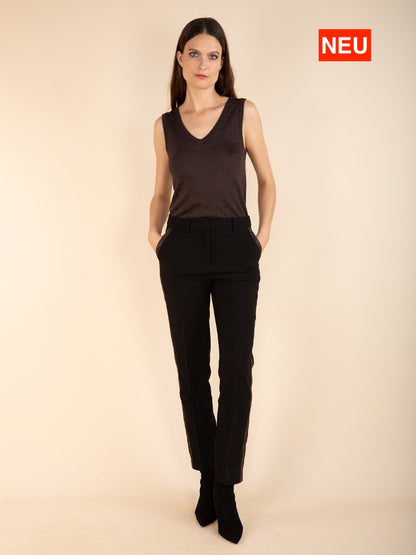 Gerade Hose mit glänzendem Saum