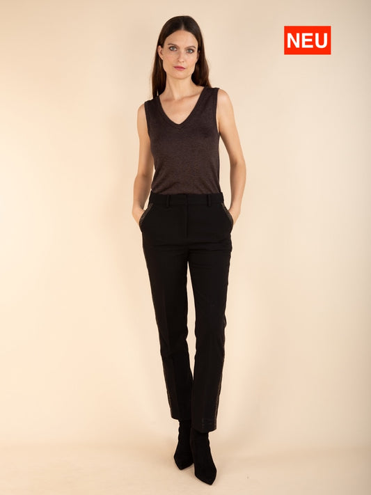 Gerade Hose mit glänzendem Saum