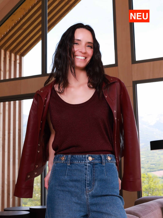 Irisierendes Top in Aubergine