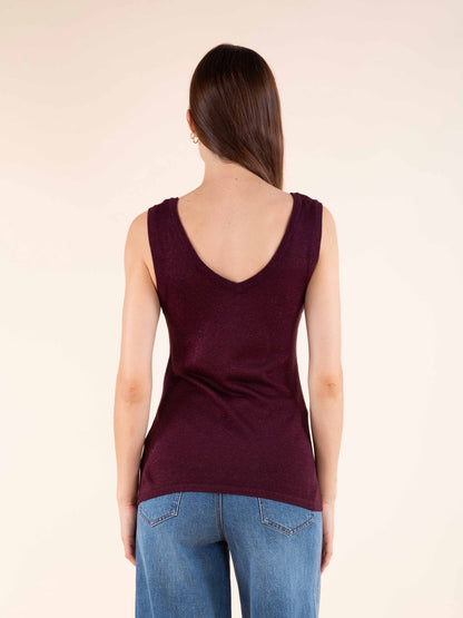 Irisierendes Top in Aubergine