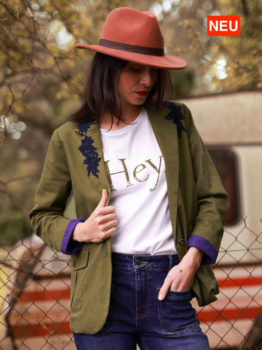 Gerader, bestickter Blazer