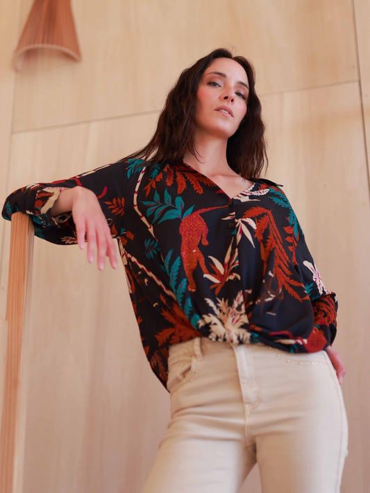 Bedruckte Twist-Bluse