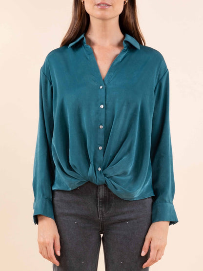 Satinierte Twist-Bluse