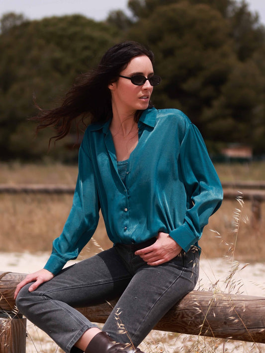 Satinierte Twist-Bluse