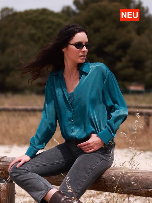 Satinierte Twist-Bluse