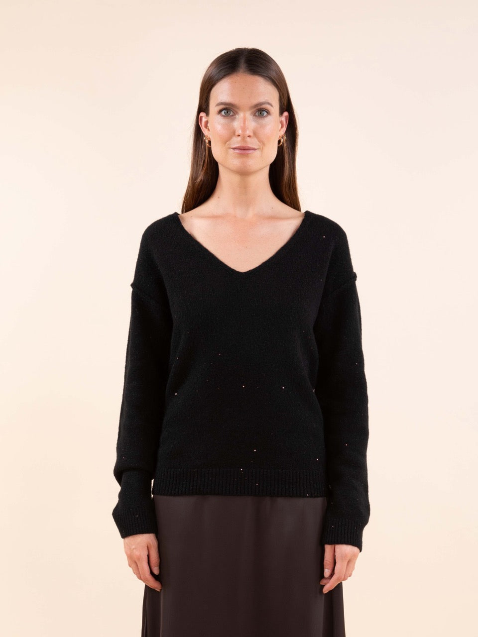 Reverso-Pulli mit Pailletten in Schwarz