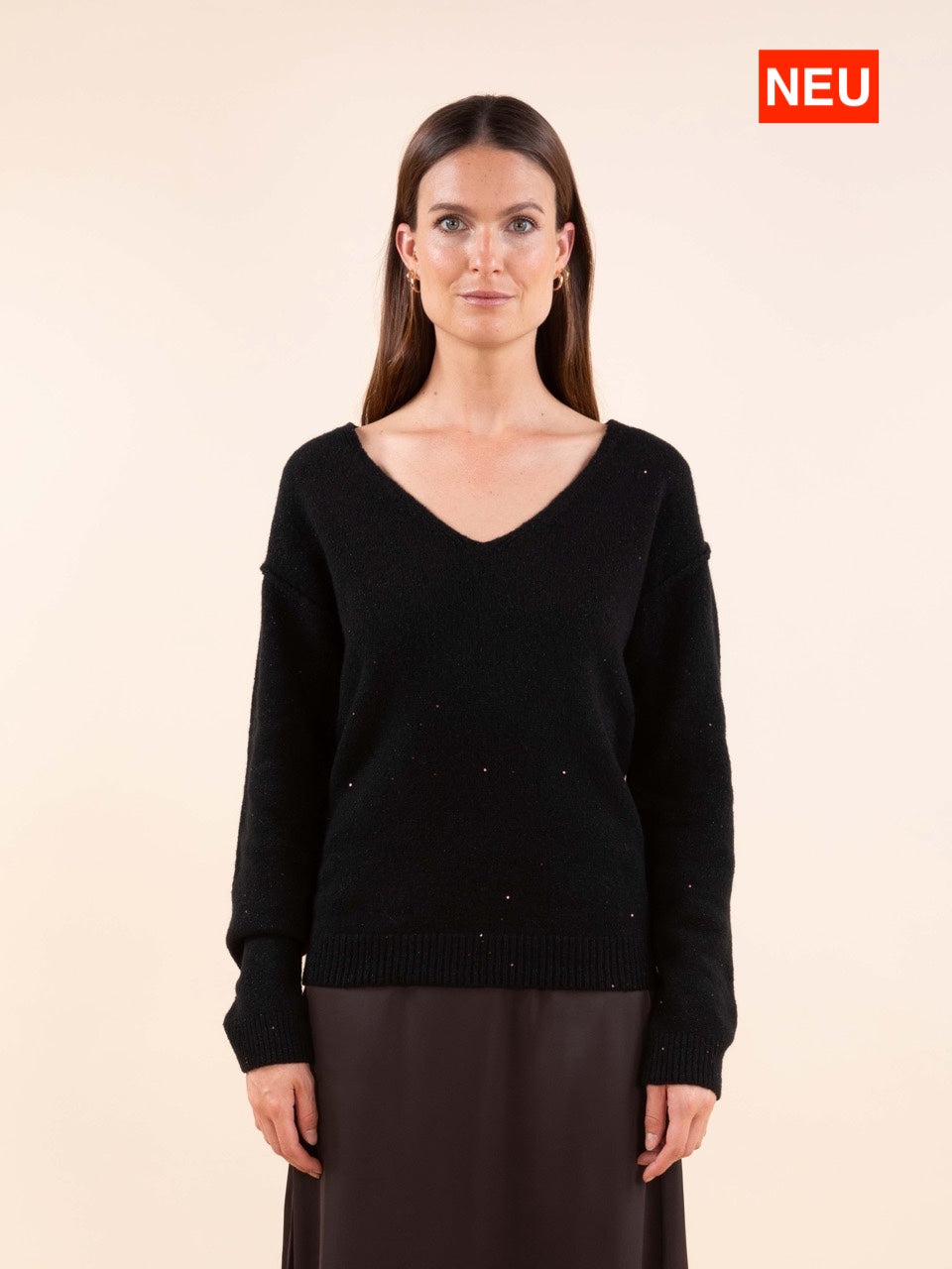 Reverso-Pulli mit Pailletten in Schwarz