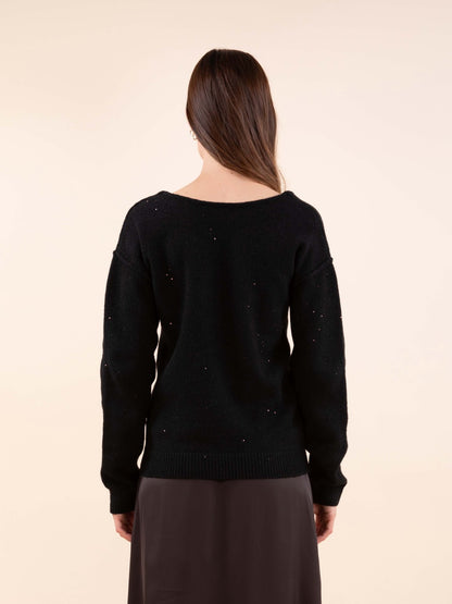 Reverso-Pulli mit Pailletten in Schwarz