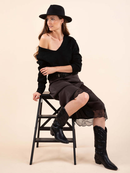Reverso-Pulli mit Pailletten in Schwarz