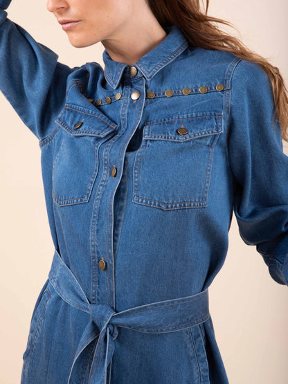 Jeanskleid mit Nieten