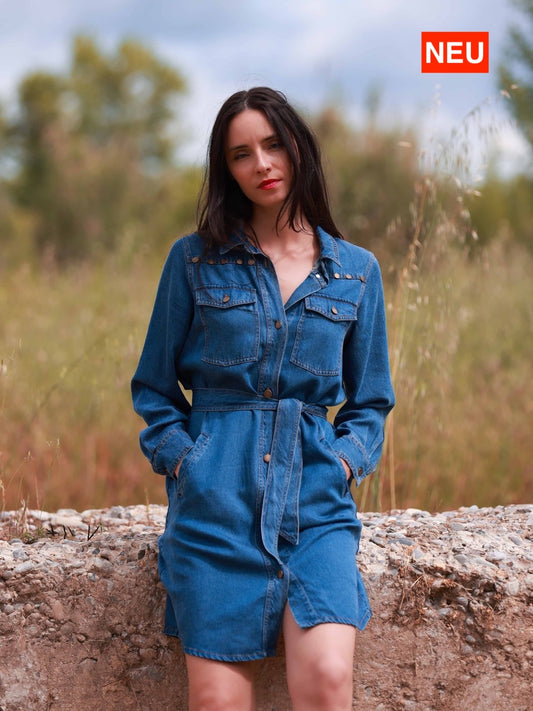 Jeanskleid mit Nieten