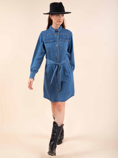 Jeanskleid mit Nieten