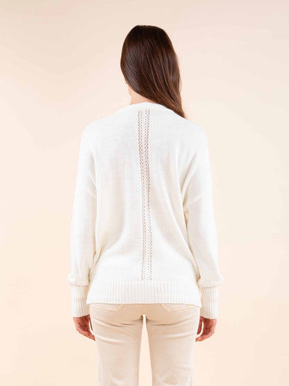 Reverso-Strickjacke aus Mischwolle in Elfenbein