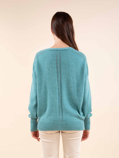 Reverso-Strickjacke aus Mischwolle in Graugrün