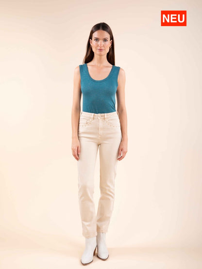 Gerade Jeans mit Nieten - KATE in Beige