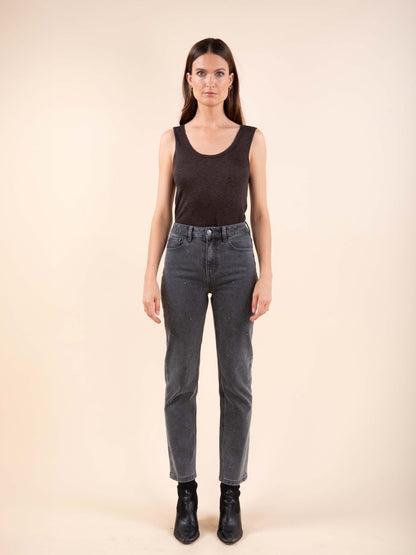 Gerade Jeans mit Nieten - KATE in Denimgrau