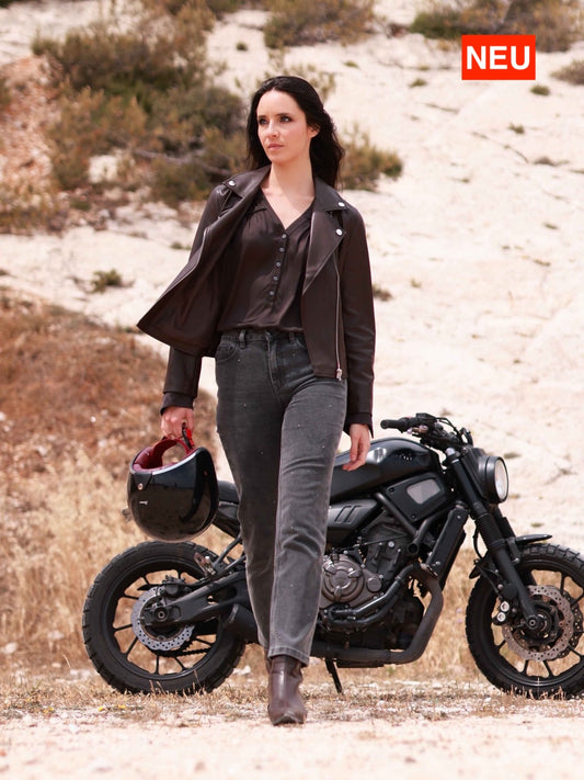 Gerade Jeans mit Nieten - KATE in Denimgrau