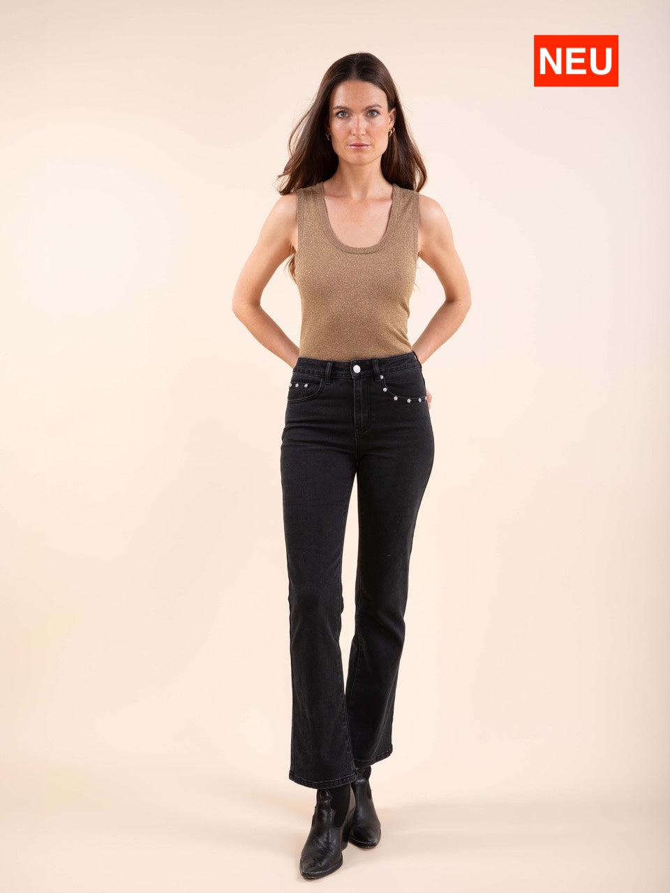 Schlagjeans mit Nieten - JANE