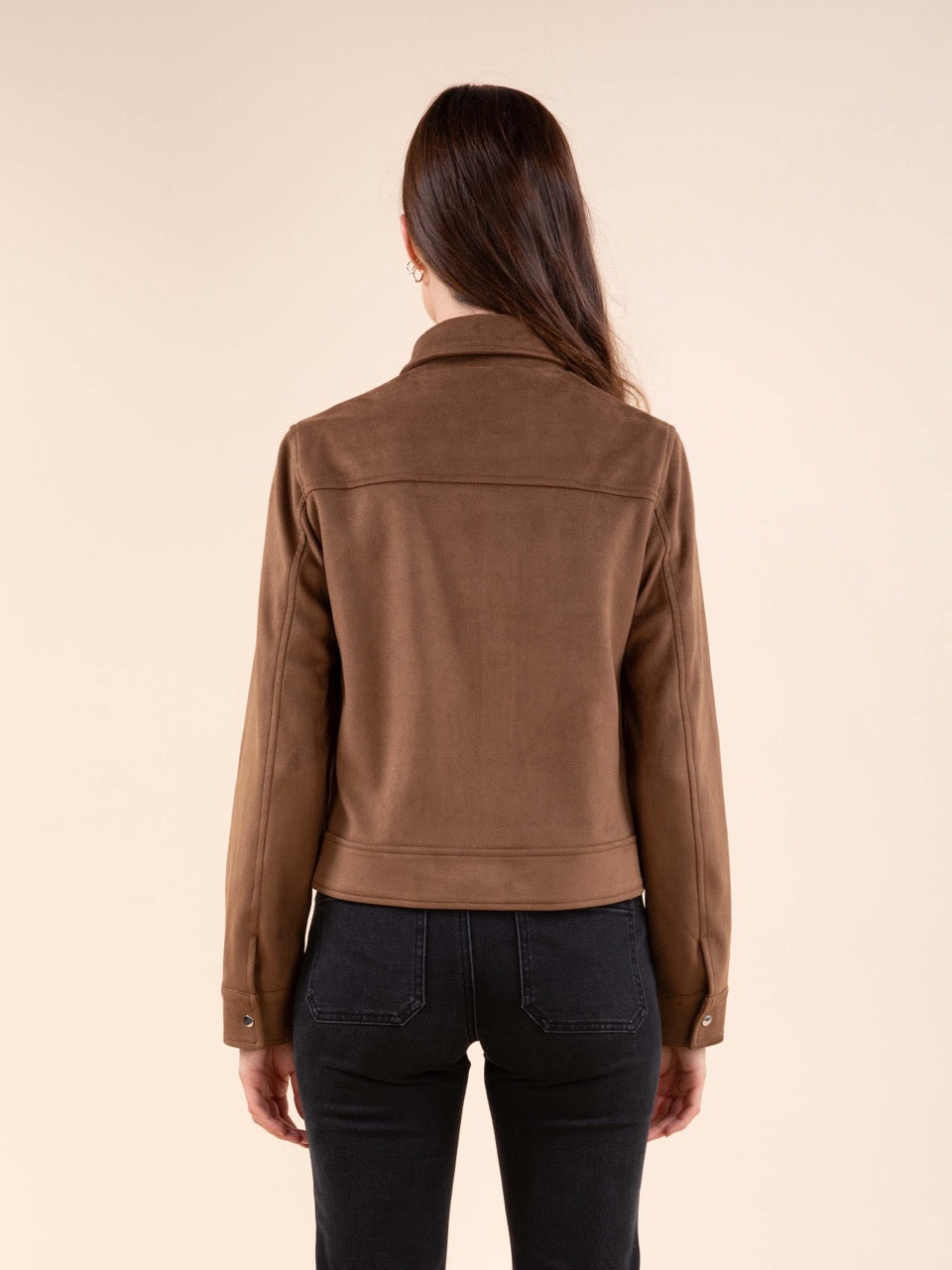 Jacke aus Wildlederimitat mit Nieten