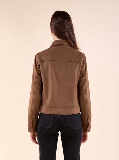 Jacke aus Wildlederimitat mit Nieten