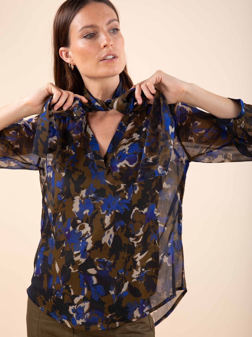 Fließende Bluse mit Blumenprint