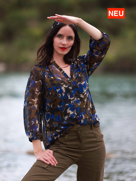 Fließende Bluse mit Blumenprint